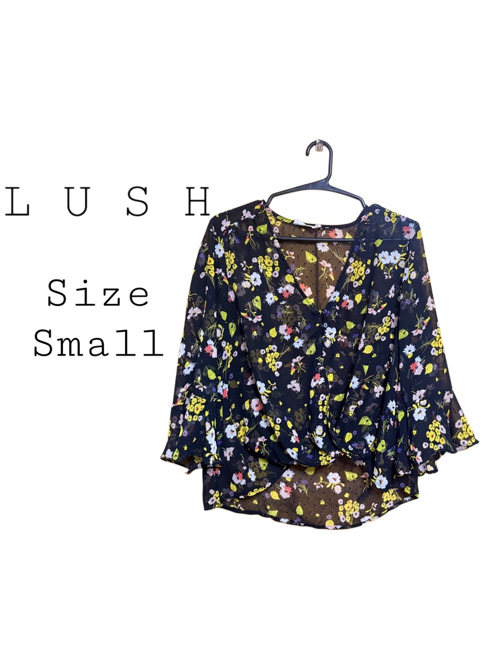 🌼 Lush Sheer Floral Cottagecore Boho Fairycore Blouse Size Small NWOT